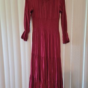 Boho maroon long dress size s